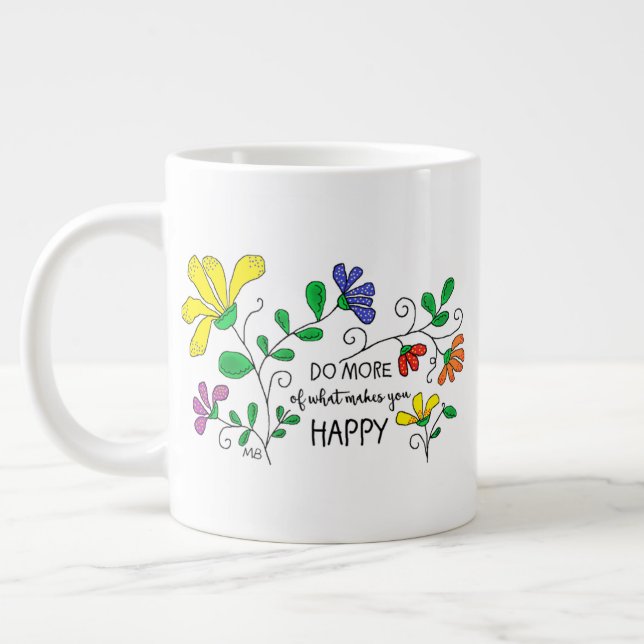 JUMBO Mug 20 oz.  Whimsical Floral Design Jumbo Mugg (Vänster)