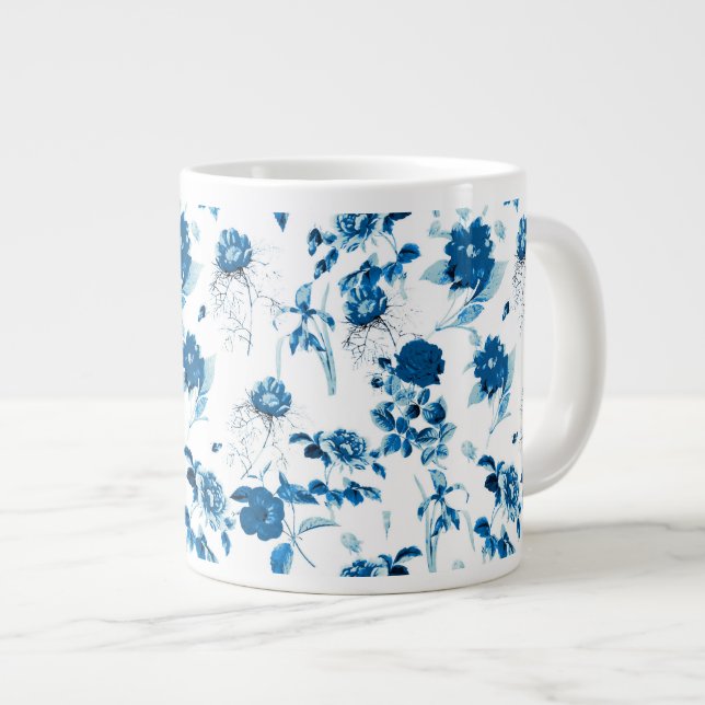 Jumbo Mugg-Blue Blommigt Coffee Mugg (Framsida höger)