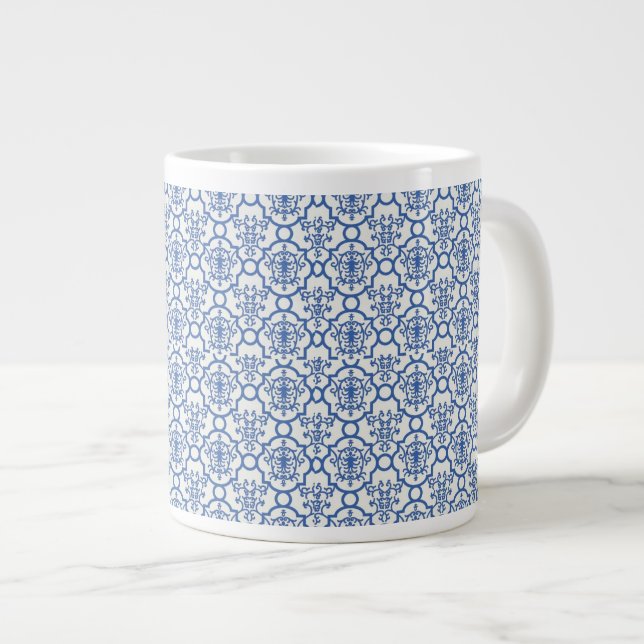 Jumbo Mugg-Blue Damask Mugg (Framsida höger)