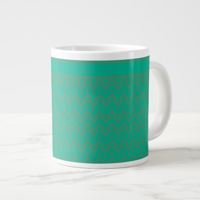 Jumbo-Mugg, Emerald Grönt Geometric Mönster Jumbo Mugg (Framsida höger)