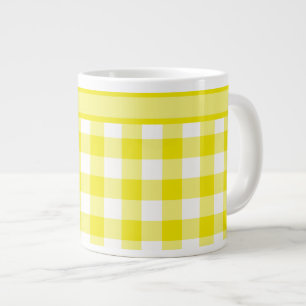 Jumbo Mugg, Lemon Gult Check Gingham Mönster Mugg
