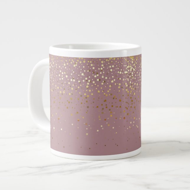 Jumbo Mugg-Petite Golden Stars-Mauve Mugg (Framsida vänster)