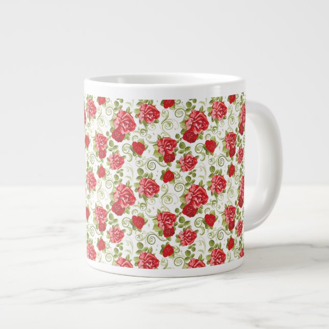 Jumbo Mugg-Vintage Röd ros Mugg (Framsida höger)