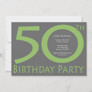 Jumbo Numbers Birthday Party (Lime Green/Grey) Inbjudningar