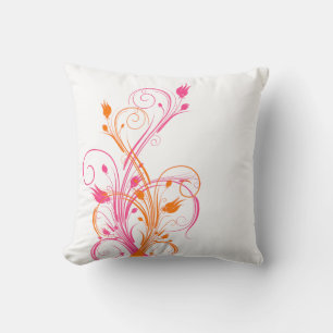 Jumbo Orange, Rosa, Vita Blommigten Vines Pillow Kudde