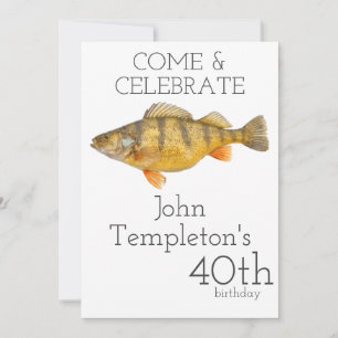 Jumbo Perch Fishing Angler Manar Birthday Inbjudningar
