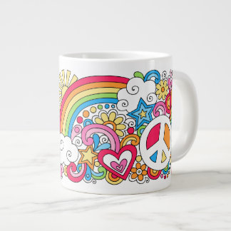 JUMBO Psychedelic Peace Kärlek and Happiness Mugg 