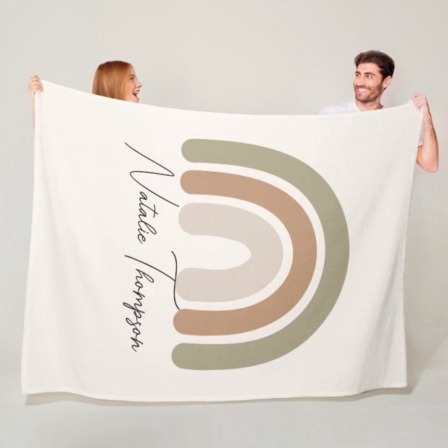 Jumbo rainbow söt monogram namn rosa för flickor fleecefilt (På plats)