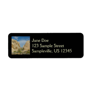 Jumbo Rocks i Joshua Tree National Park Returadress Etikett