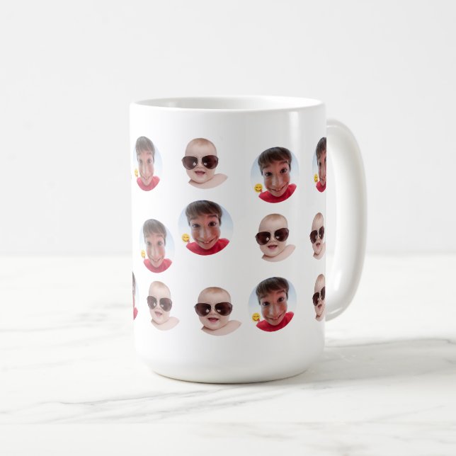 Jumbo Roliga Bebisar Barn Familj Ansikte 2 Bilder Kaffemugg (Framsida höger)