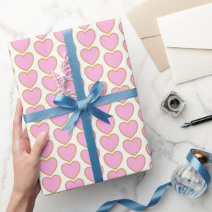 Jumbo Rosa Heart Mönster Valentines gåva Presentpapper