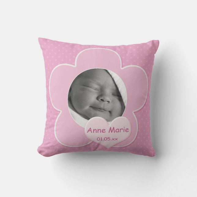 Jumbo Rosa Polka Dot Baby Photo Pillow Kudde (Framsida)