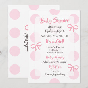 Jumbo Rosa Polka Dot-flickans inbjudan till babysk