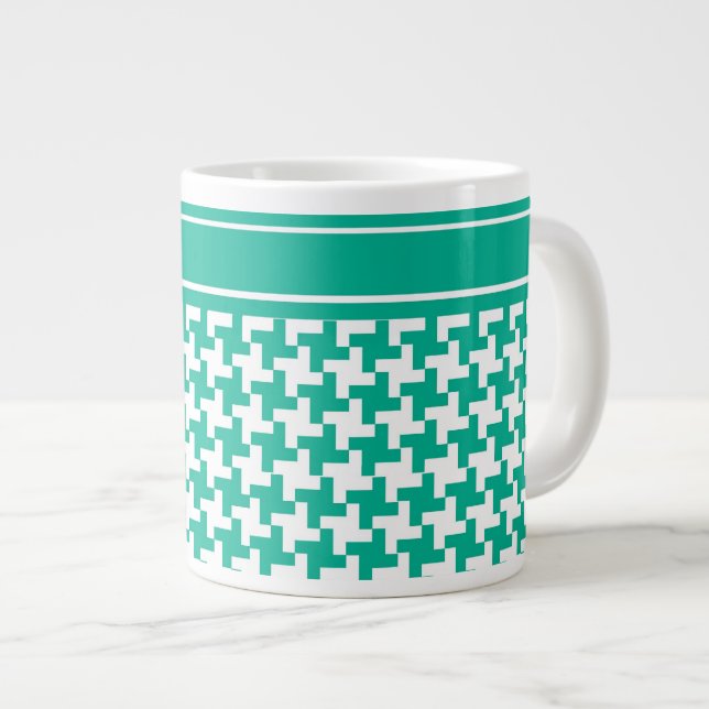 Jumbo-size Mugg, Emerald Grönt Dogtooth Check Jumbo Mugg (Framsida höger)