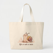 Jumbo Snail Design Tote | Life Is Not a Race  