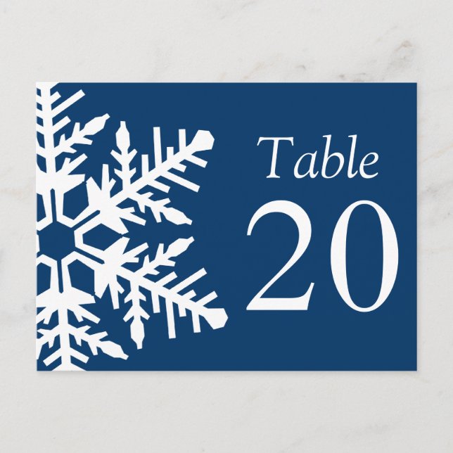 Jumbo Snowflake-Bordsnummer (Navy Blue / White) Vykort (Framsida)