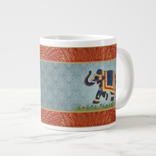 Jumbo Specialty Mugg Elephant blue guld india prin (Framsida höger)