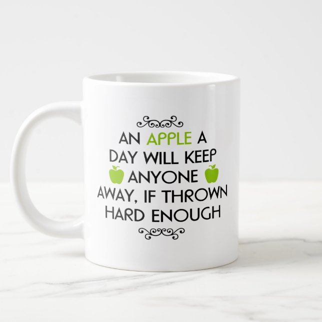 Jumbo storlekare mugg med "An Apple a Day" (Vänster)