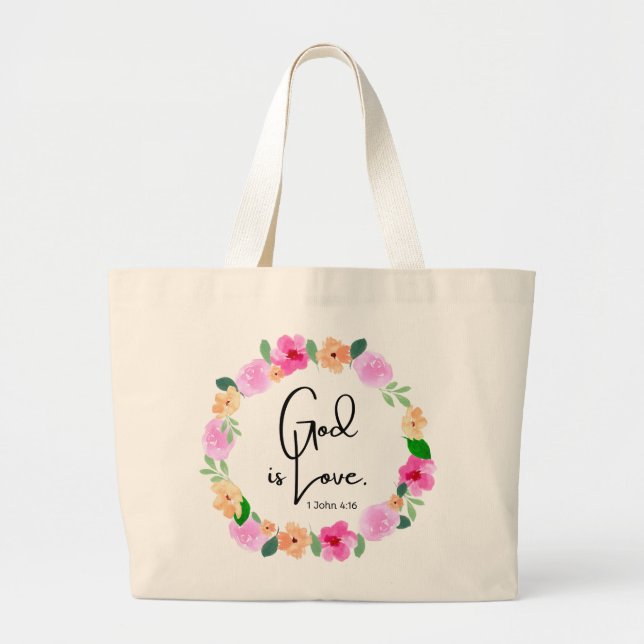 Jumbo Tote Bag God is Love Jumbo Tygkasse (Framsidan)