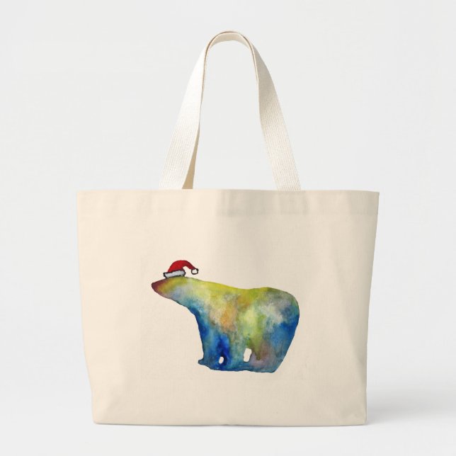 Jumbo Tote Colorful Santa björn Tygkasse (Framsidan)