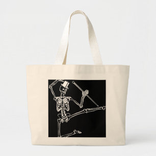 Jumbo Tote DANCING SKELETON WITH TOP HAT Tygkasse