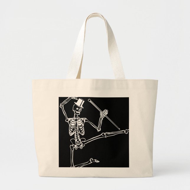 Jumbo Tote DANCING SKELETON WITH TOP HAT Tygkasse (Framsidan)