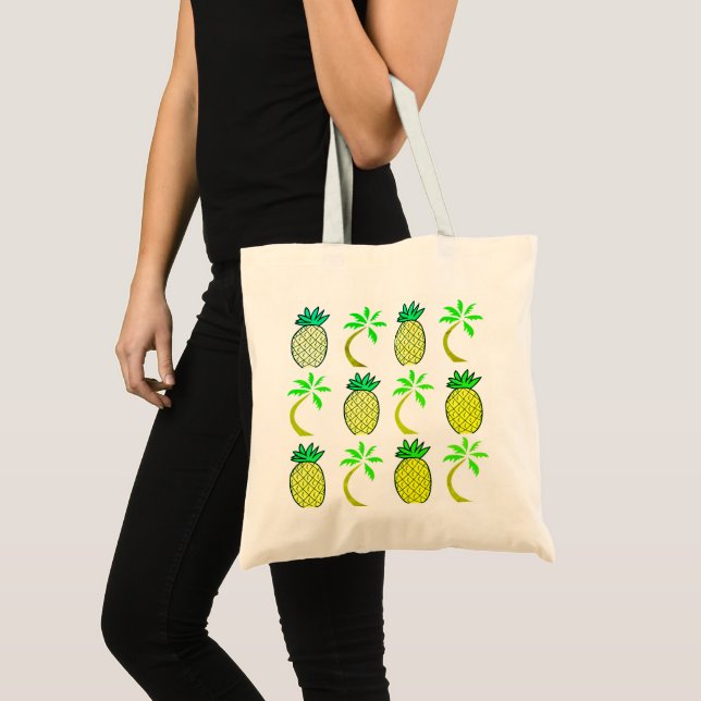 Jumbo Tote för ananas gult och Grönt Tygkasse (Framsida (produkt))