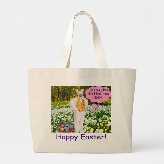 jumbo tote. Glad påsk. Klipager/bunny Jumbo Tygkasse (Baksida)