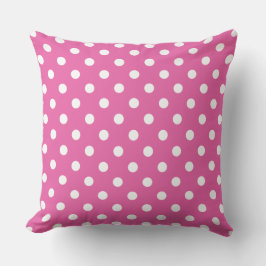 Jumbo White Polka dots om Raspberry Rosa Kudde