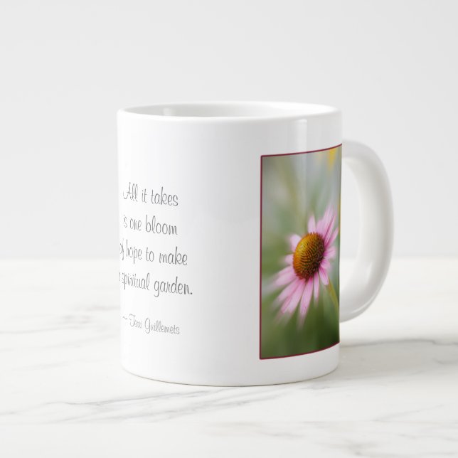 Jumbokaffe Mugg - Rosa Daisy blomma Jumbo Mugg (Framsida höger)