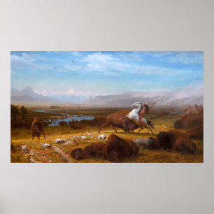 Jumbon av buffeln av Albert Bierstadt Poster
