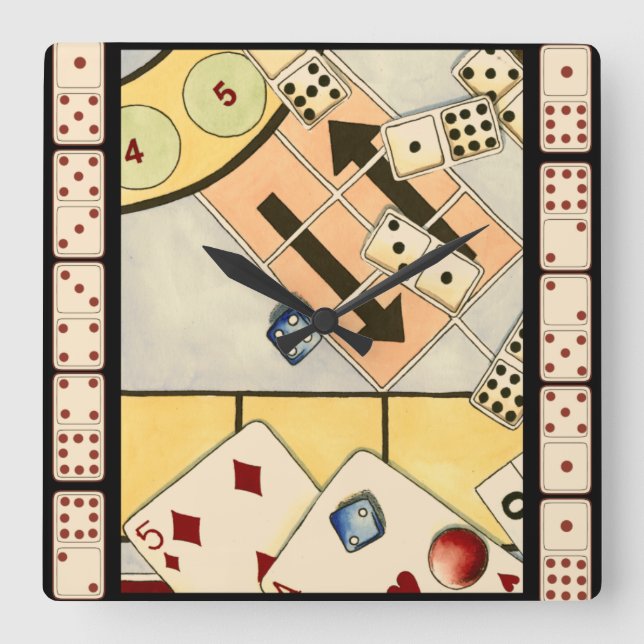 Jumded Assortment of Games of Chance Fyrkantig Klocka (Framsida)