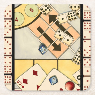 Jumded Assortment of Games of Chance Underlägg Papper Kvadrat