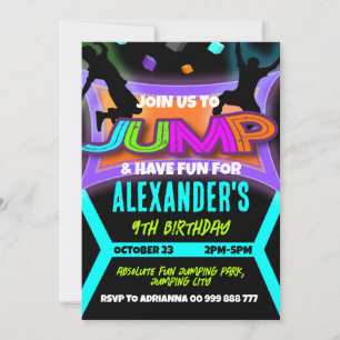 Jump Birthday, Bounhus Trampoline Park Boy Inbjudningar
