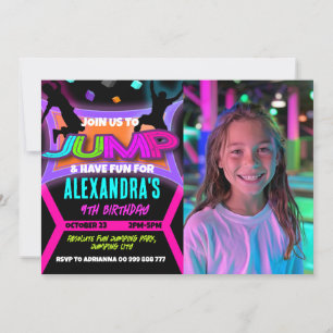 Jump Birthday Bounshus Trampoline Park Photo Inbjudningar