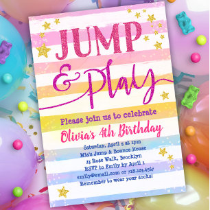 Jump Birthday Call Girls Jump & Play Party Inbjudningar