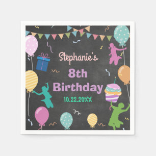Jump Birthday Chalkboard Kid Trampoline Party Pappersservett