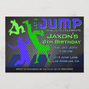 Jump Birthday-inbjudan - Bounderhus Trampoline Inbjudningar