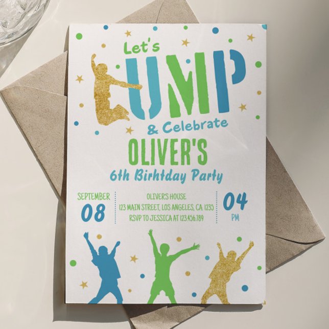 Jump Birthday-inbjudan Indoor Trampoline Park Inbjudningar (Skapare uppladdad)