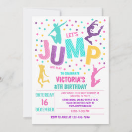 Jump Birthday-inbjudan, Jump Inbjudan, Trampoline Inbjudningar