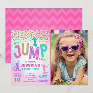 Jump Birthday-inbjudan, jump Trampoline Party Inbjudningar