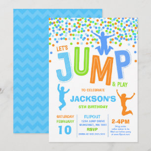 Jump Birthday-inbjudan, jump Trampoline Party Inbjudningar