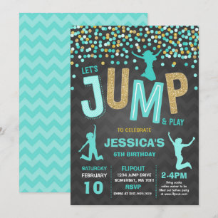 Jump Birthday-inbjudan, jump Trampoline Party Inbjudningar