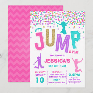 Jump Birthday-inbjudan, jump Trampoline Party Inbjudningar
