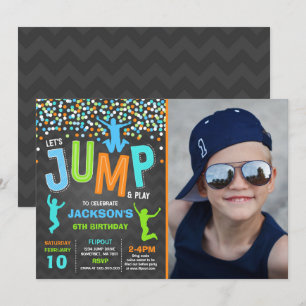 Jump Birthday-inbjudan, jump Trampoline Party Inbjudningar