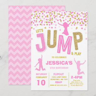 Jump Birthday-inbjudan, jump Trampoline Party Inbjudningar