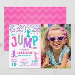 Jump Birthday-inbjudan, jump Trampoline Party Inbjudningar