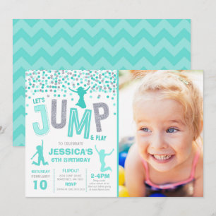 Jump Birthday-inbjudan, jump Trampoline Party Inbjudningar