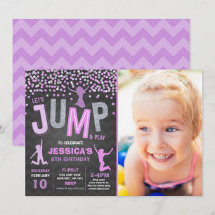 Jump Birthday-inbjudan, jump Trampoline Party Inbjudningar