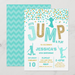 Jump Birthday-inbjudan, jump Trampoline Party Inbjudningar